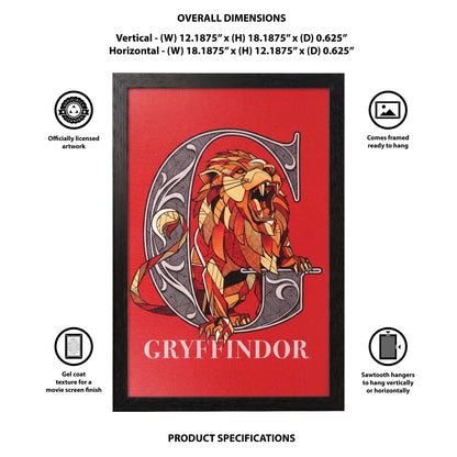 Harry Potter - Gryffindor Crest-Lion - 11x17 Framed Gel Coat