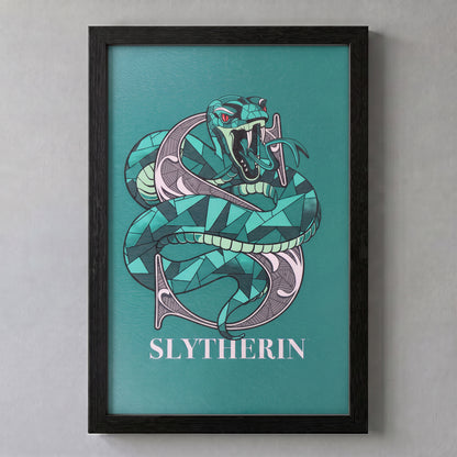 Harry Potter - Slytherin Crest-Snake - 11x17 Framed Gel Coat