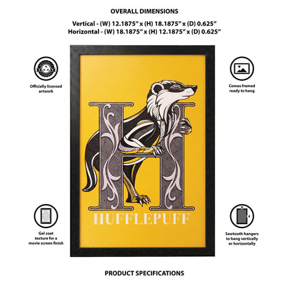 Harry Potter - Hufflepuff-Badger - 11x17 Framed Gel Coat