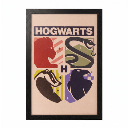 Harry Potter - Minimalist Houses - 11x17 Framed Gel Coat