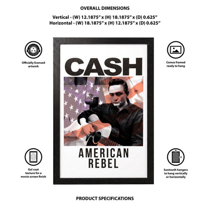 Johnny Cash - American Rebel - 11x17 Framed Gel Coat