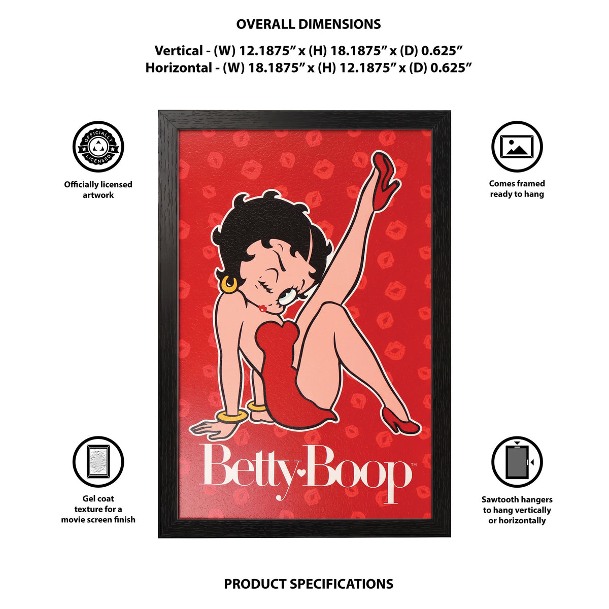 Betty Boop - A Wink and A Kick - Gel-Coated Framed Print (11x17)