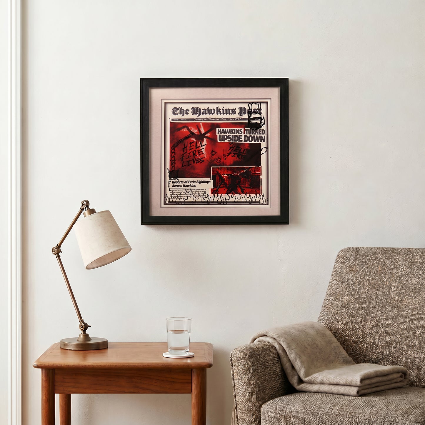 Stranger Things - The Hawkins Post - 12x12 Faux Matted Print Under Plexi