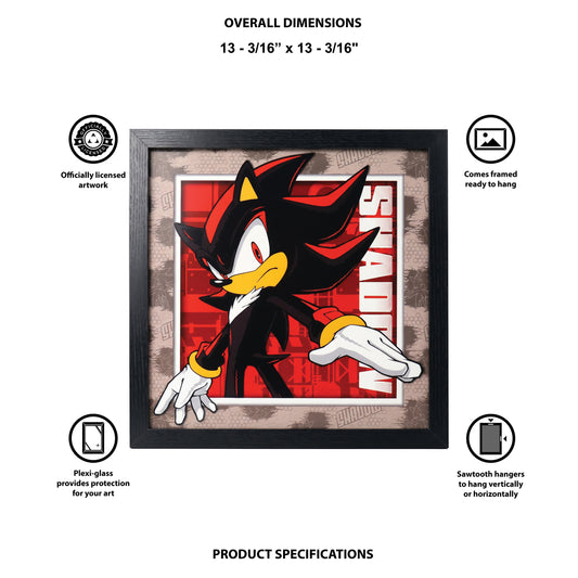 Sonic The Hedgehog - Modern Sonic - Chaos Shadow - 12x12 Faux Matted Print Under Plexi