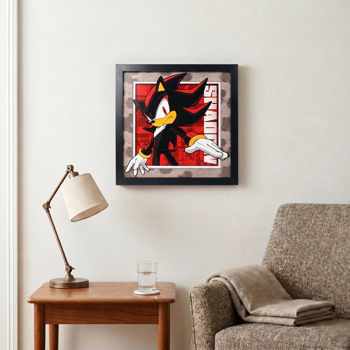 Sonic The Hedgehog - Modern Sonic - Chaos Shadow - 12x12 Faux Matted Print Under Plexi