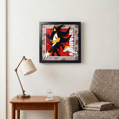 Sonic The Hedgehog - Modern Sonic - Chaos Shadow - 12x12 Faux Matted Print Under Plexi