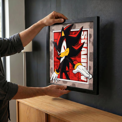 Sonic The Hedgehog - Modern Sonic - Chaos Shadow - 12x12 Faux Matted Print Under Plexi