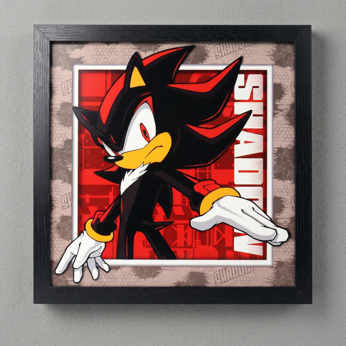 Sonic The Hedgehog - Modern Sonic - Chaos Shadow - 12x12 Faux Matted Print Under Plexi