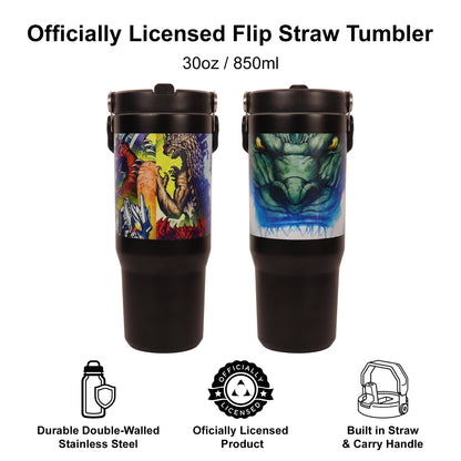 Godzilla™ – Blue Flames 30oz Flip Straw Tumbler