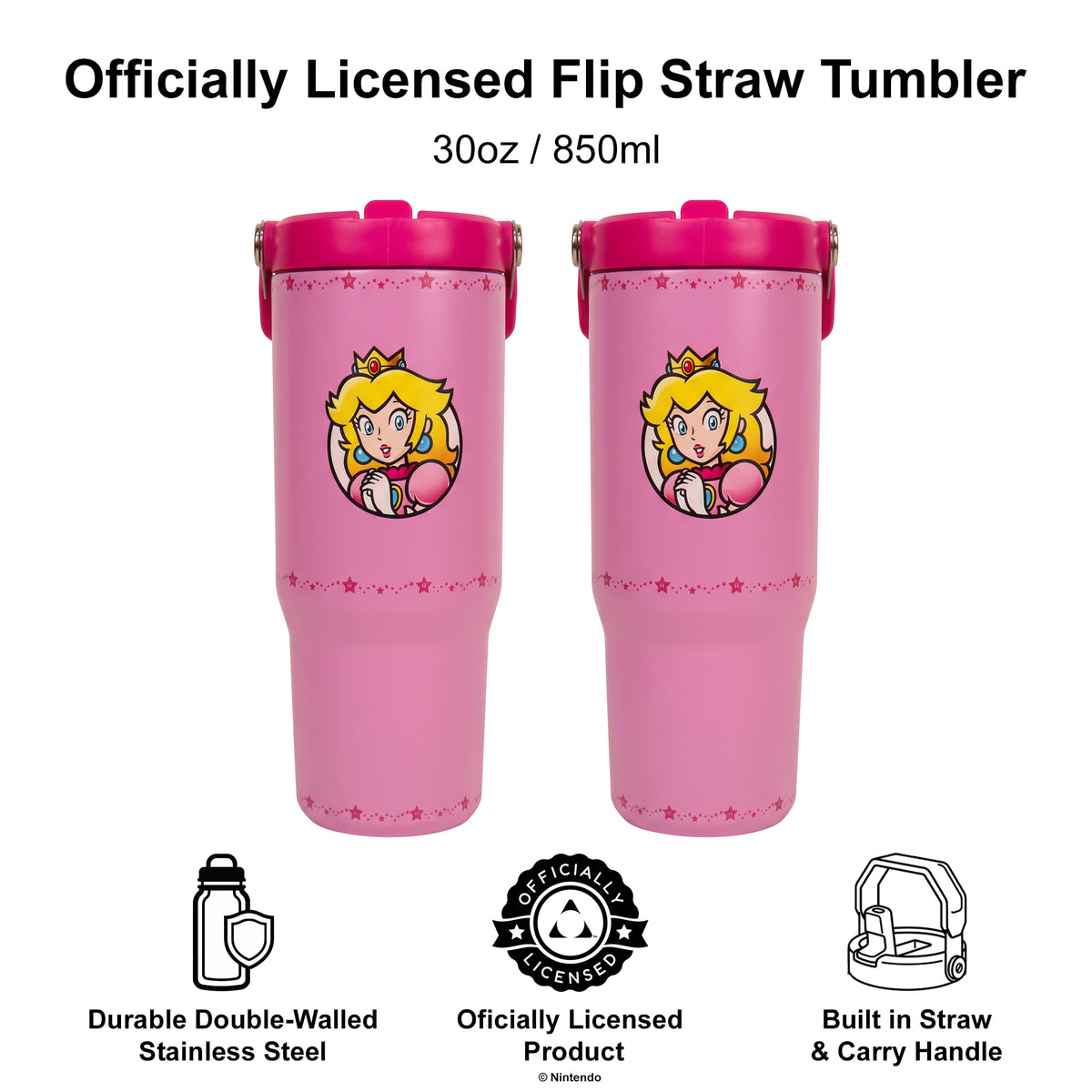Super Mario™ – Princess Peach Star Power 30 oz Flip Straw Tumbler
