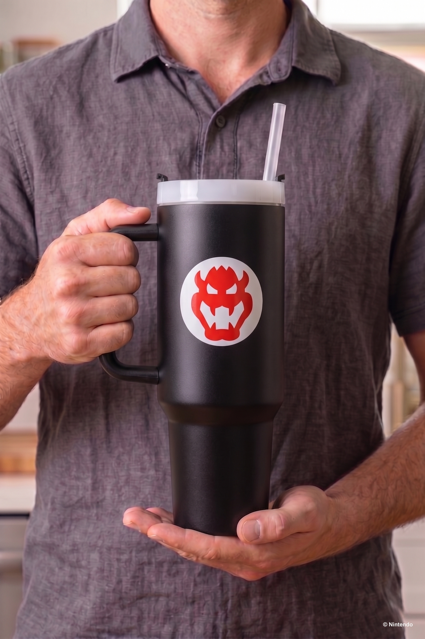 Super Mario- Bowser Icon 40oz Stainless Steel Tumbler