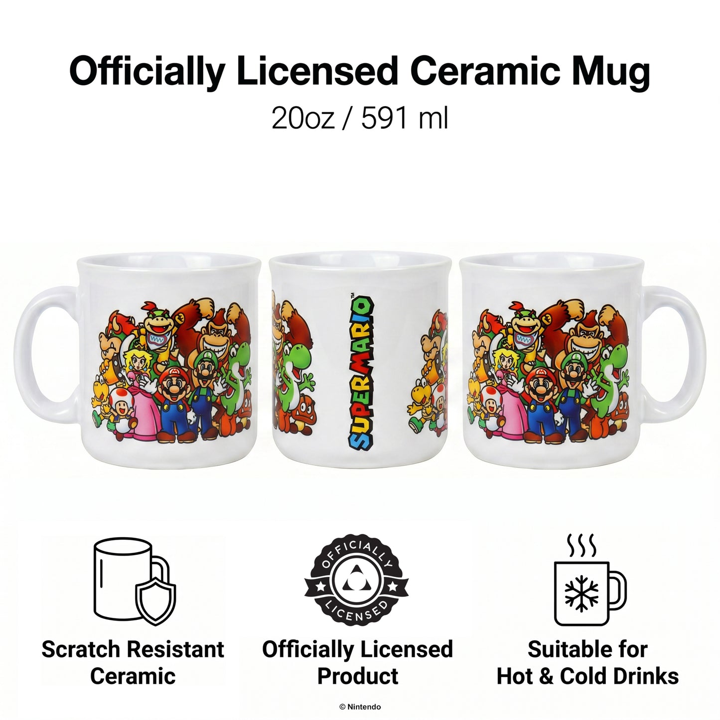 Super Mario - Lineup Camper Ceramic Mug (20oz)