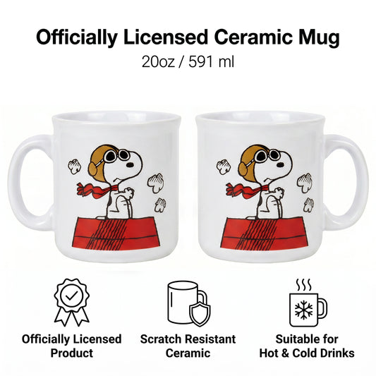 Peanuts - Flying Ace-Doghouse - 20 Oz Camper Mug