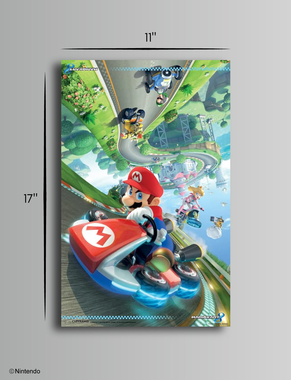 Super Mario™: Mario Kart 8 Wall Poster (11x17) - Official Nintendo Racing Art - back view