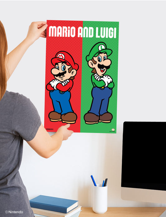 Super Mario™: Mario & Luigi Duo Poster (11x17) - Official Nintendo Room Decor - lifestyle display
