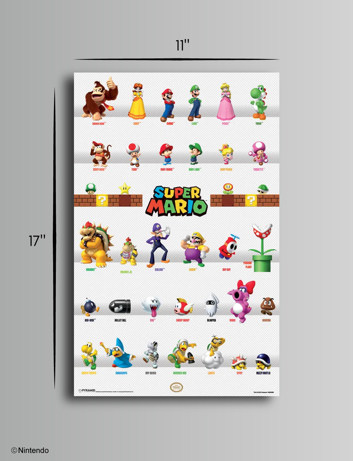 Super Mario™: Group Characters Wall Poster (11x17) - Official Nintendo Decor - back view
