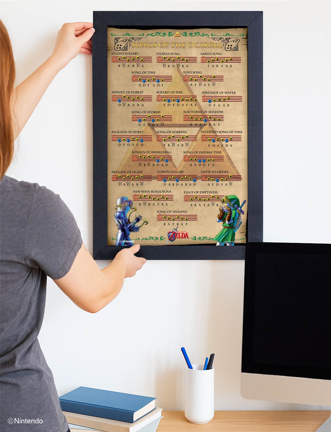 Zelda™: Songs of the Ocarina Framed Poster (11x17) - Official Nintendo Art - lifestyle display