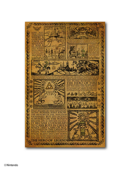 The Legend of Zelda™: Story of the Hero Map Poster (11x17) - Official Nintendo Art - front view