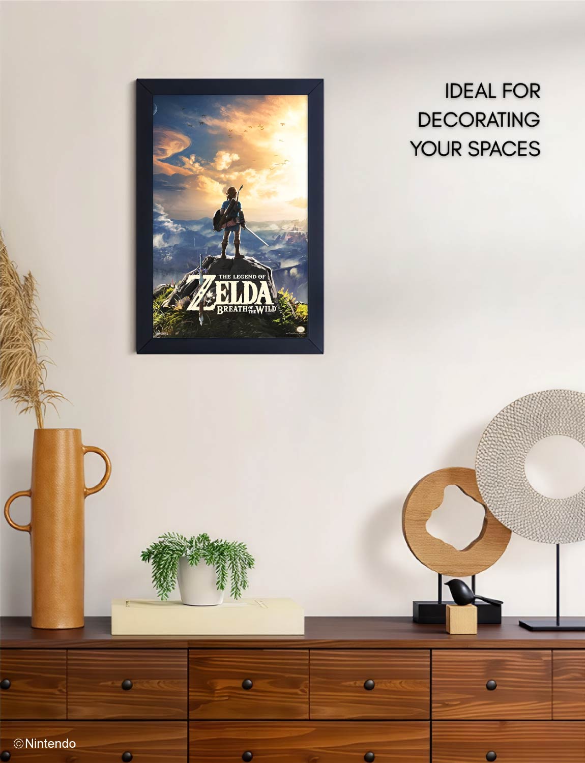 Zelda™: Breath of the Wild Hyrule Framed Poster (11x17) - Official Nintendo Wall Art - back view