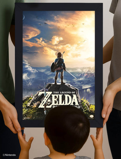 Zelda™: Breath of the Wild Hyrule Framed Poster (11x17) - Official Nintendo Wall Art - detail close-up