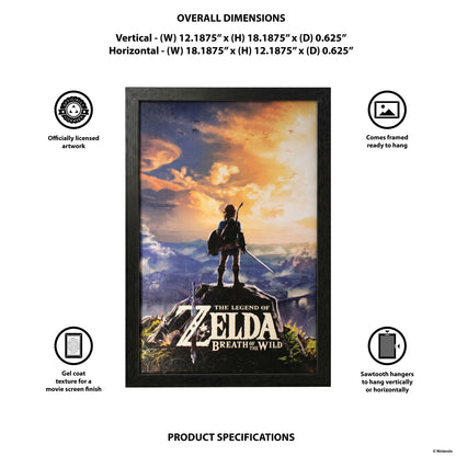 Zelda™: Breath of the Wild Impression encadrée avec revêtement gel d'Hyrule (11x17)