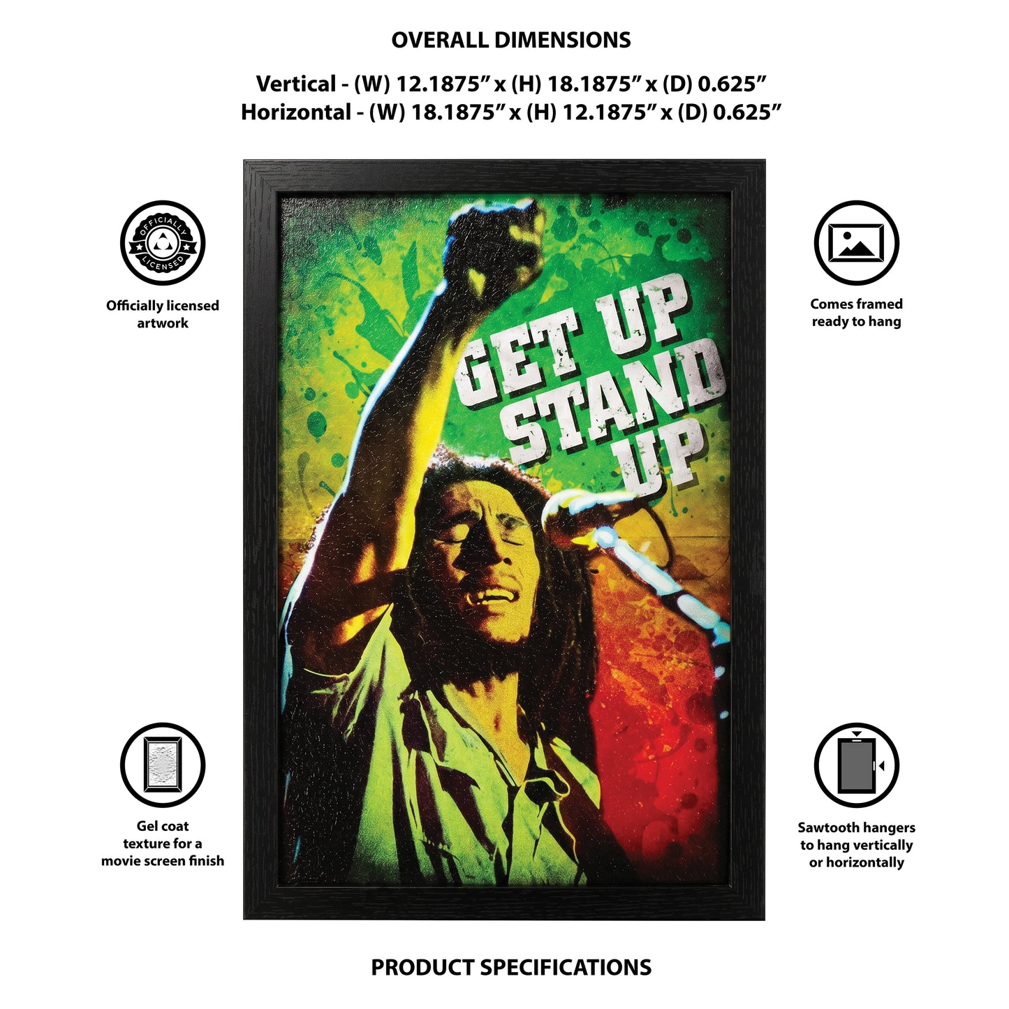 Bob Marley - Get Up, Stand Up - 11x17 Framed Gel Coat