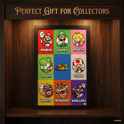 Super Mario™ - Character Grid Gel-Coated Framed Print (11x17)