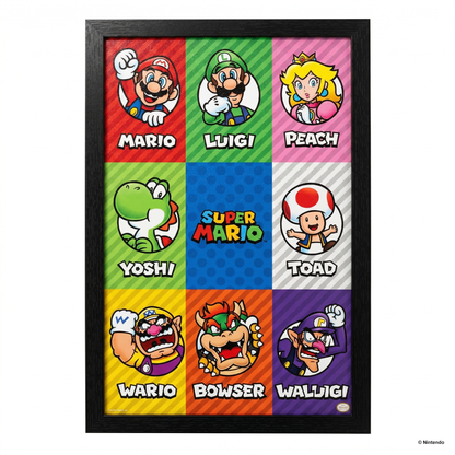 Super Mario™ - Character Grid Gel-Coated Framed Print (11x17)