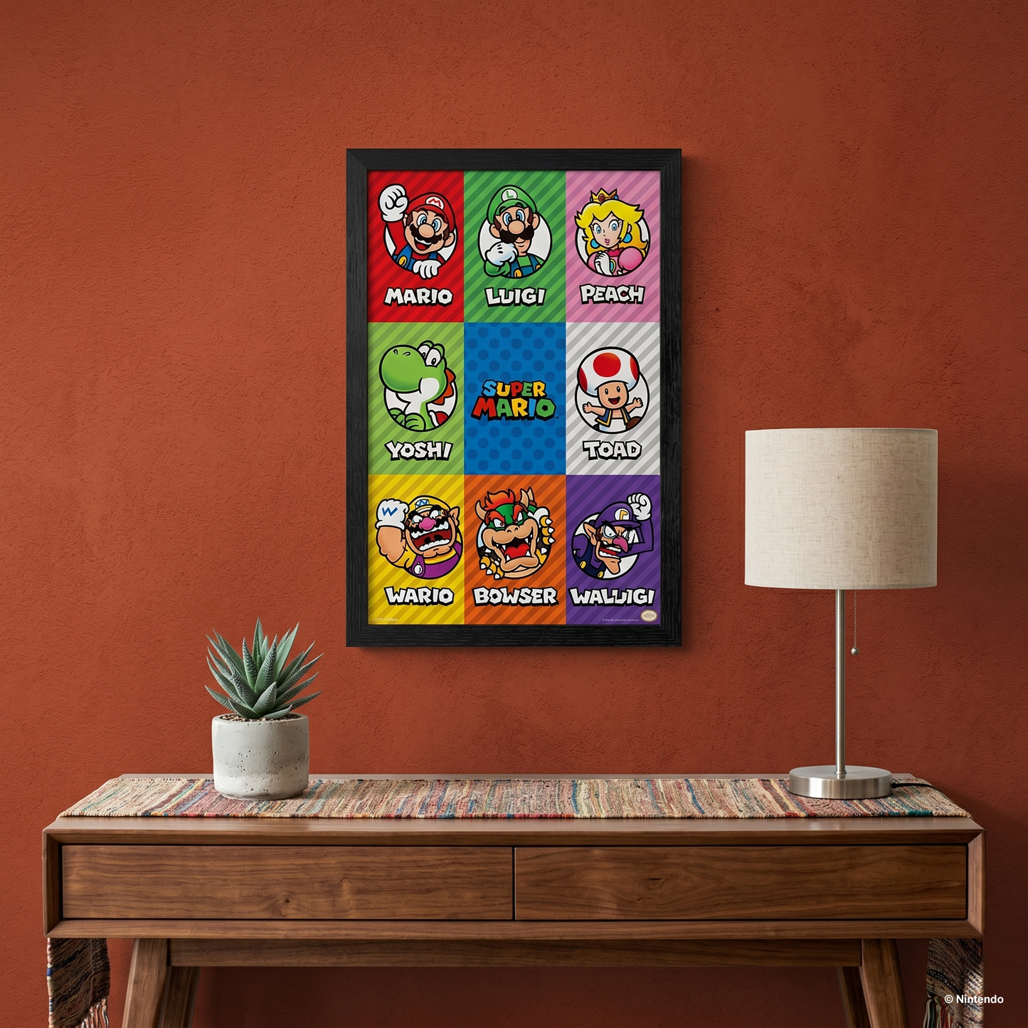 Super Mario™ - Character Grid Gel-Coated Framed Print (11x17)