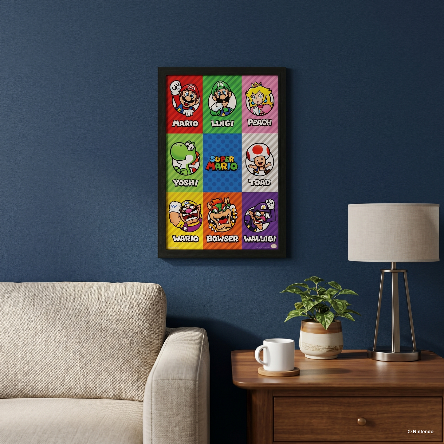 Super Mario™ - Character Grid Gel-Coated Framed Print (11x17)