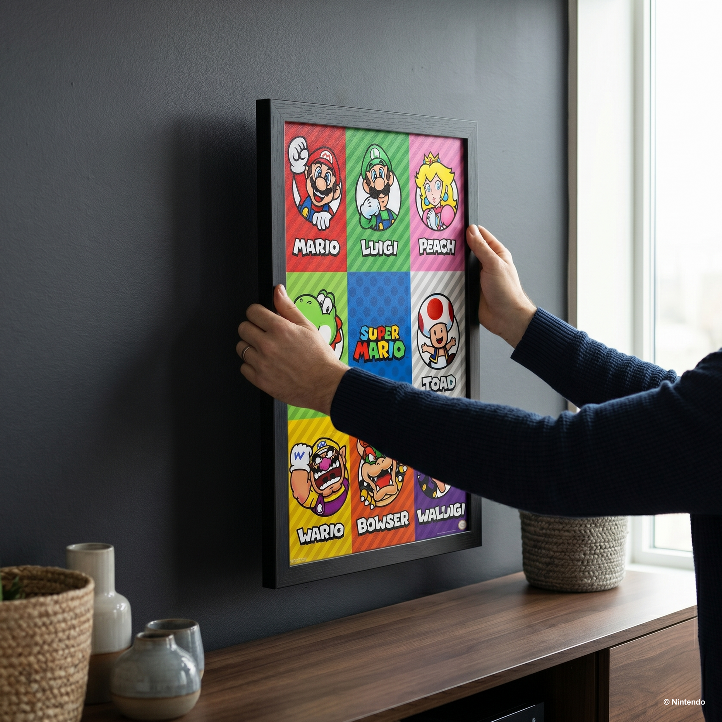 Super Mario™ - Character Grid Gel-Coated Framed Print (11x17)