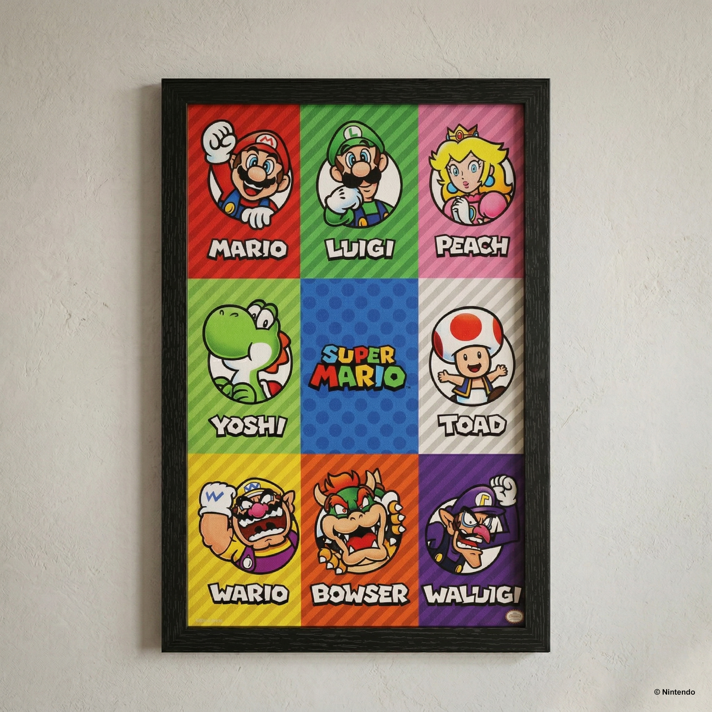 Super Mario™ - Character Grid Gel-Coated Framed Print (11x17)