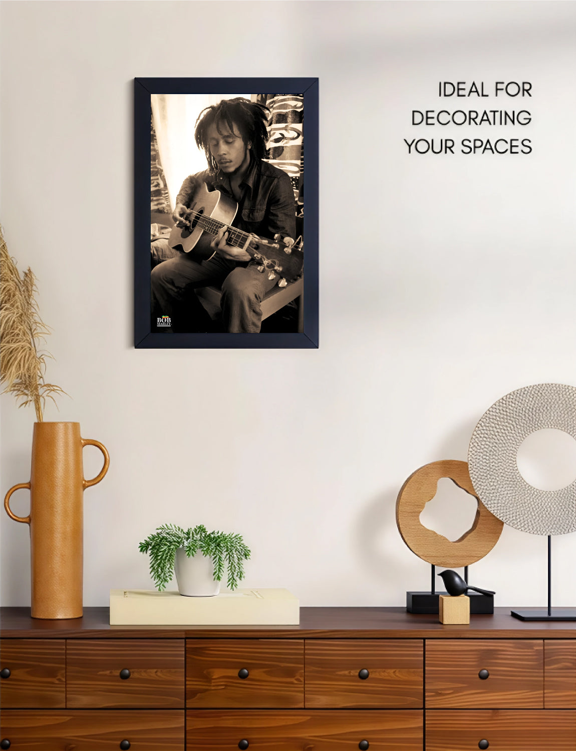 Bob Marley: Sepia Portrait Framed Art (11x17) - Bohemian Wall Decor - back view