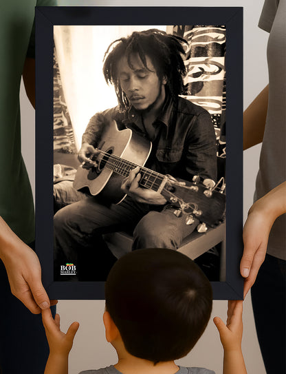 Bob Marley: Sepia Portrait Framed Art (11x17) - Bohemian Wall Decor - detail close-up
