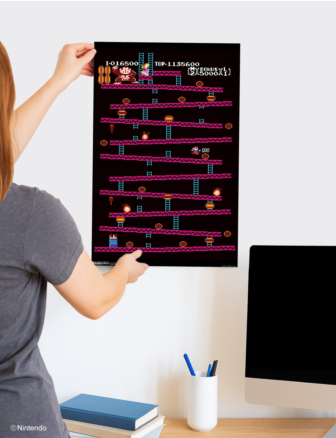 Donkey Kong™: Level 1 Arcade Poster (11x17) - Official Nintendo Wall Art - lifestyle display
