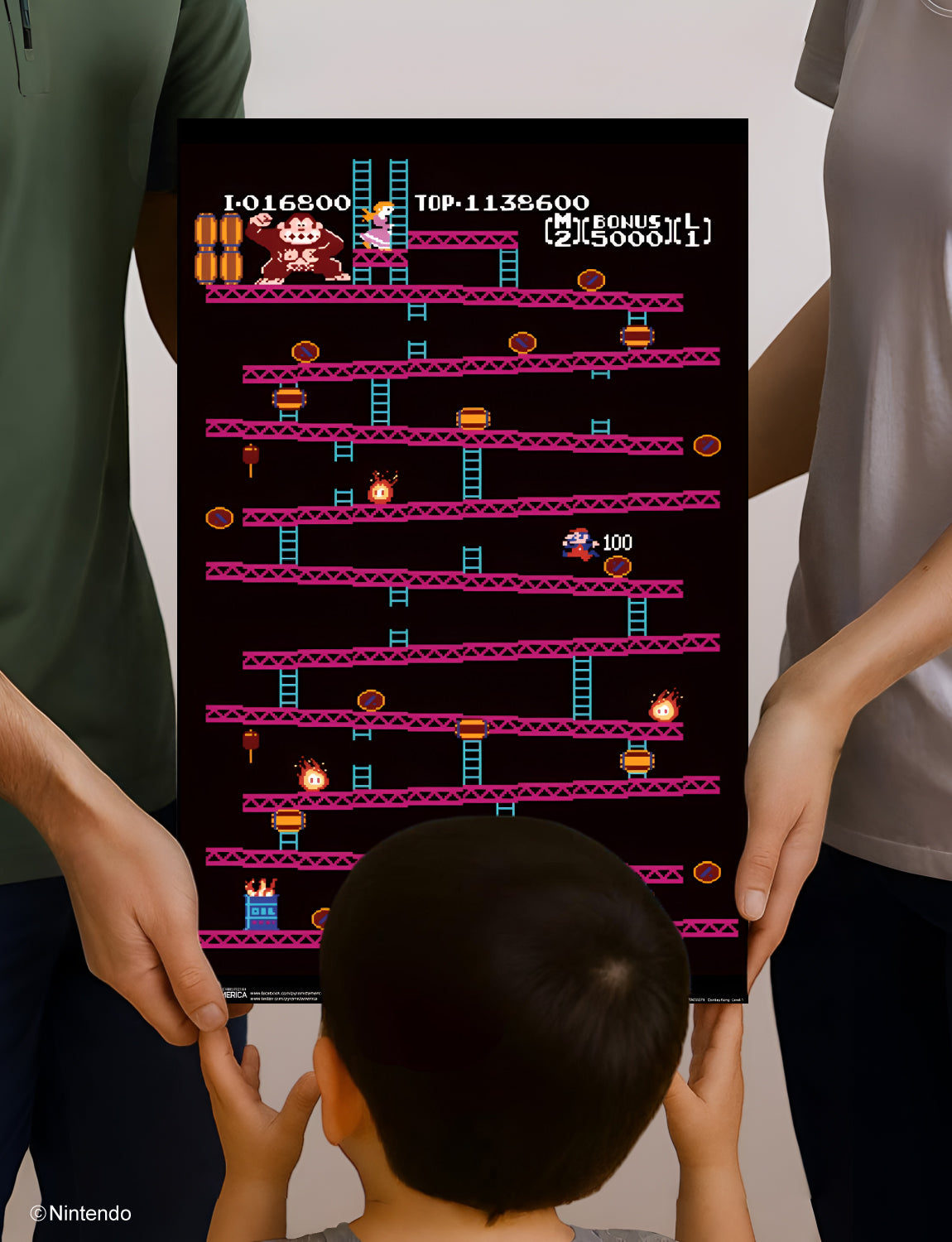 Donkey Kong™: Level 1 Arcade Poster (11x17) - Official Nintendo Wall Art - alternate angle