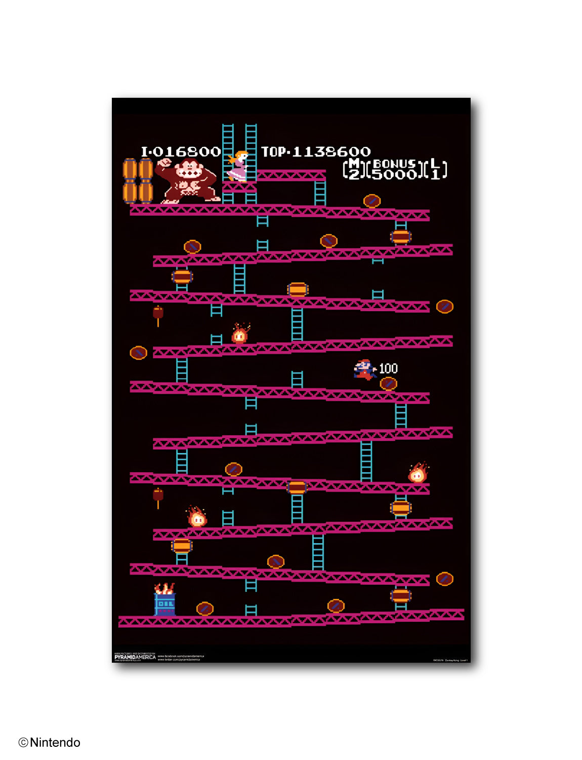 Donkey Kong™: Level 1 Arcade Poster (11x17) - Official Nintendo Wall Art - front view