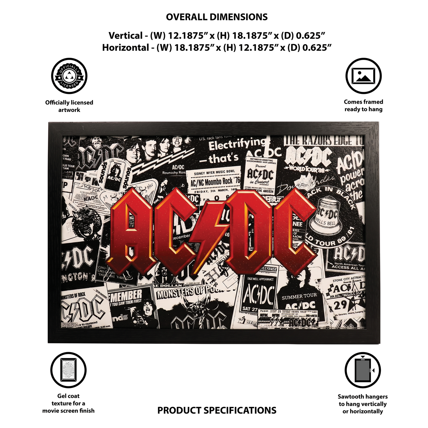 Ac/DC - Collage - 11x17 Framed Gel Coat