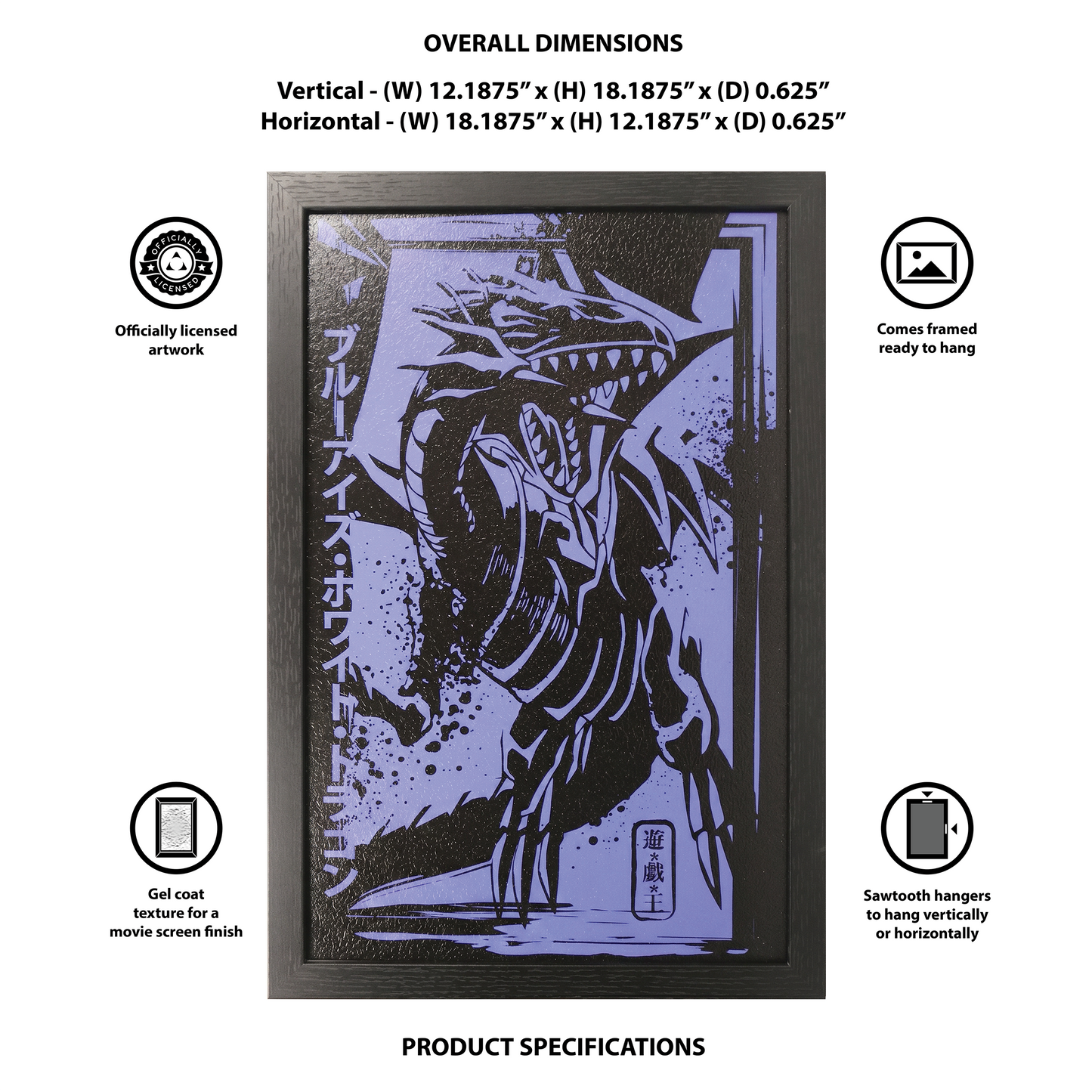 Yu-Gi-Oh!! - Gi-Oh - Blueeyes White Drag - 11x17 Framed Gel Coat