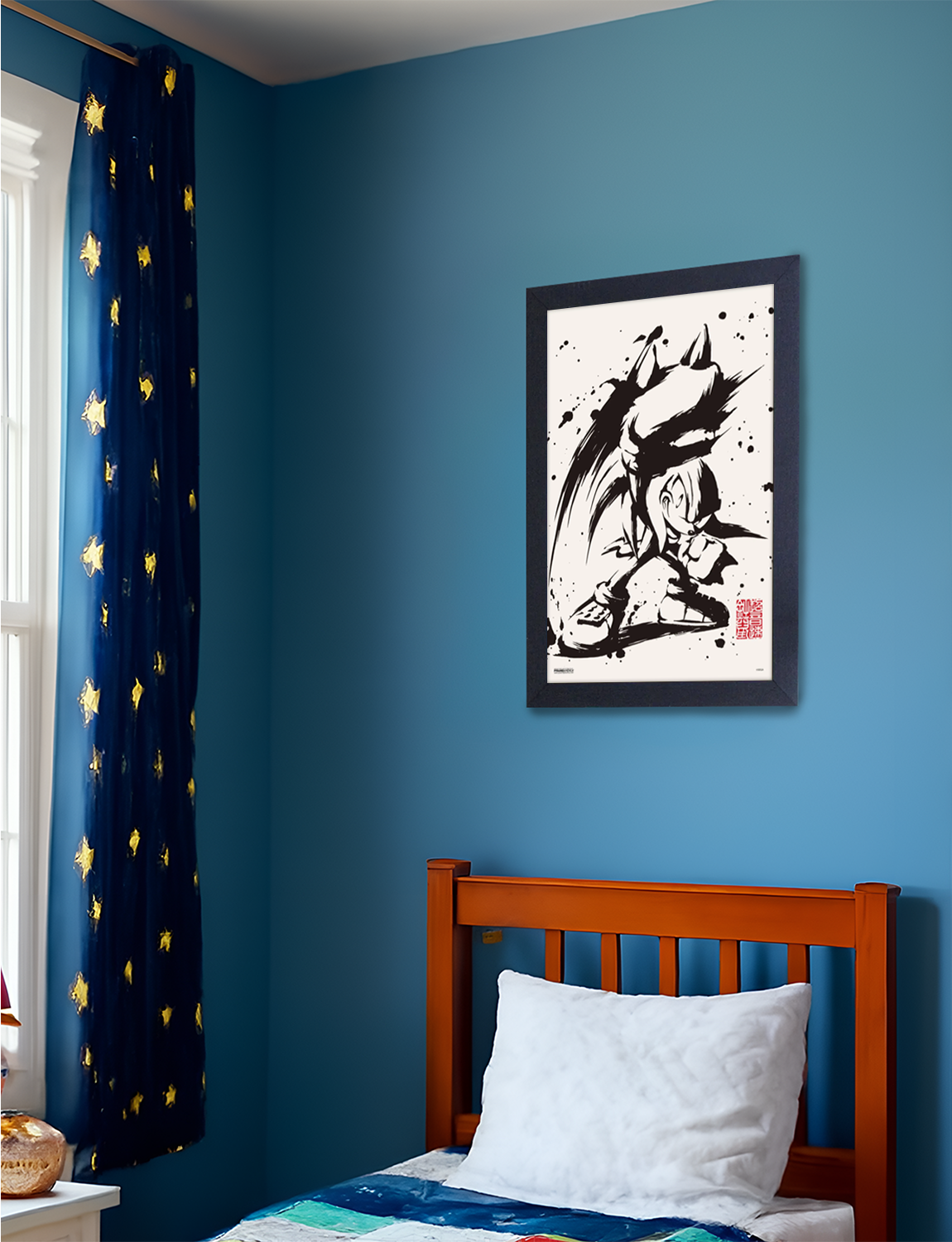 Sonic™: Super Sonic & Inked Knuckles Framed Art (11x17) - detail close-up