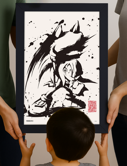 Sonic™: Super Sonic & Inked Knuckles Framed Art (11x17) - alternate angle