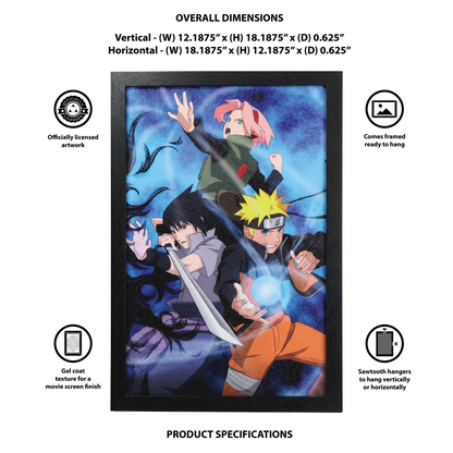 Naruto Shippuden - Group Fight Pose - 11x17 Framed Gel Coat