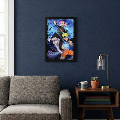 Naruto Shippuden - Group Fight Pose - 11x17 Framed Gel Coat