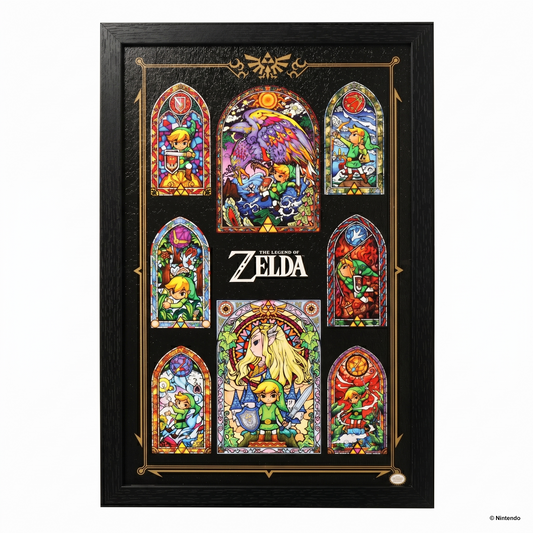 Zelda™ - Stained Glass Collage Gel-Coated Framed Print (11x17)