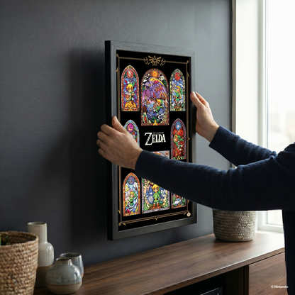 Zelda™ - Stained Glass Collage Gel-Coated Framed Print (11x17)