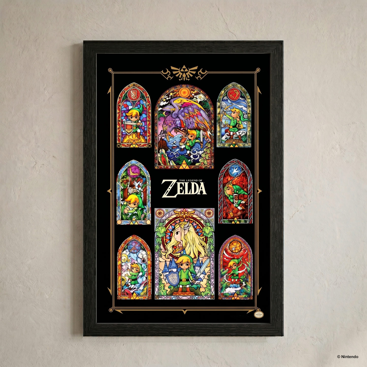 Zelda™ - Stained Glass Collage Gel-Coated Framed Print (11x17)