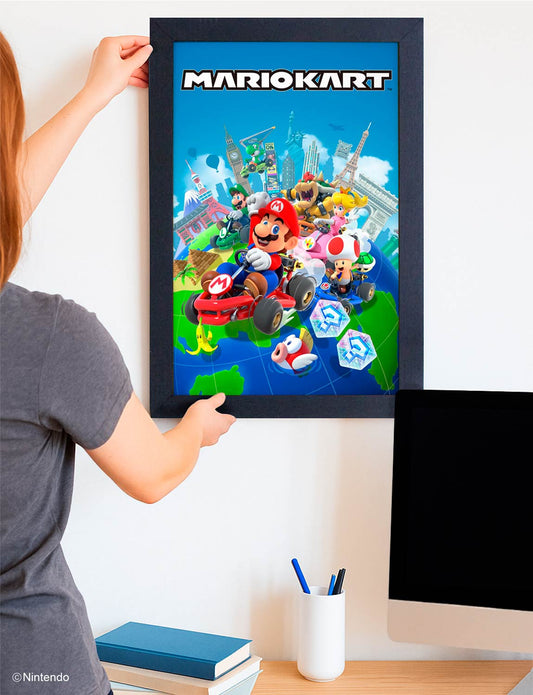 Super Mario™: Mario Kart Framed Poster (11x17) - Official Nintendo Art - lifestyle display