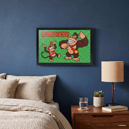 Donkey Kong - Monkey Business Green - Gel-Coated Framed Print (11x17)
