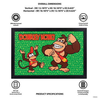 Donkey Kong - Monkey Business Green - Gel-Coated Framed Print (11x17)
