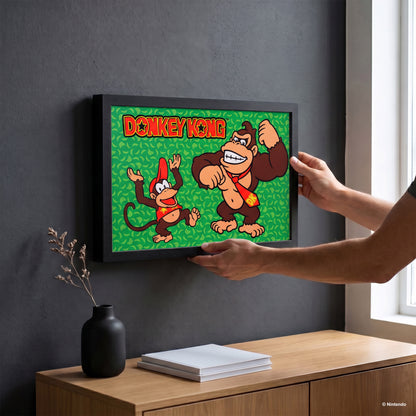 Donkey Kong - Monkey Business Green - Gel-Coated Framed Print (11x17)